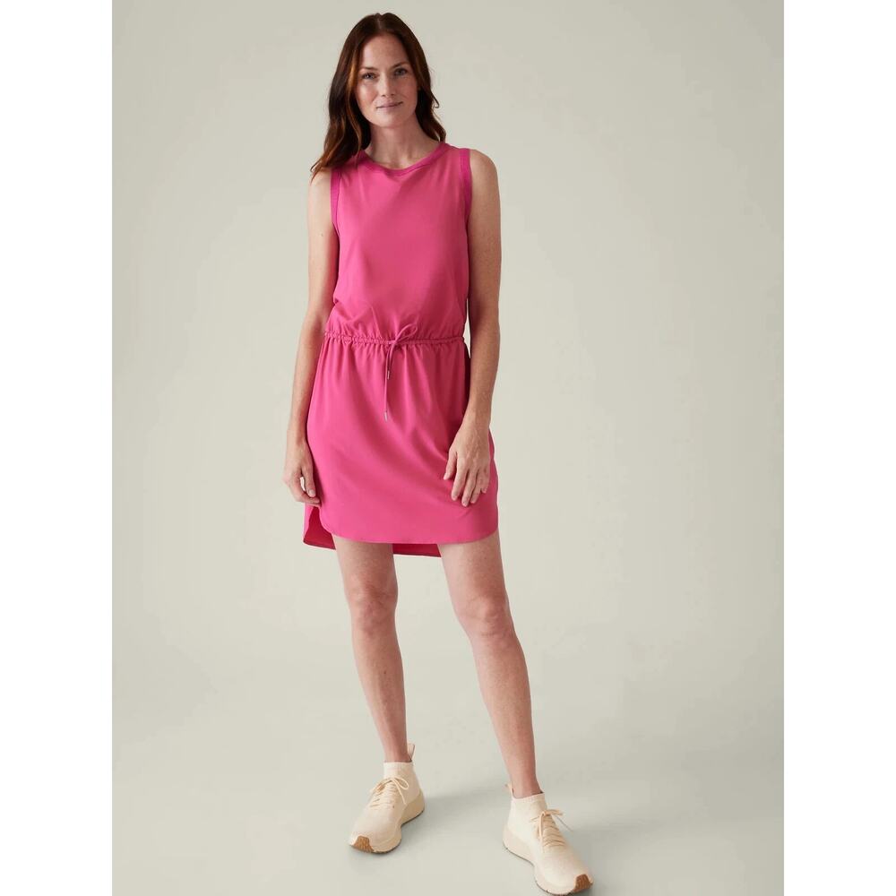 Athleta Dress Womens Extra Small Rincon Pink Athleisure Mini Cinch Waist Barbie